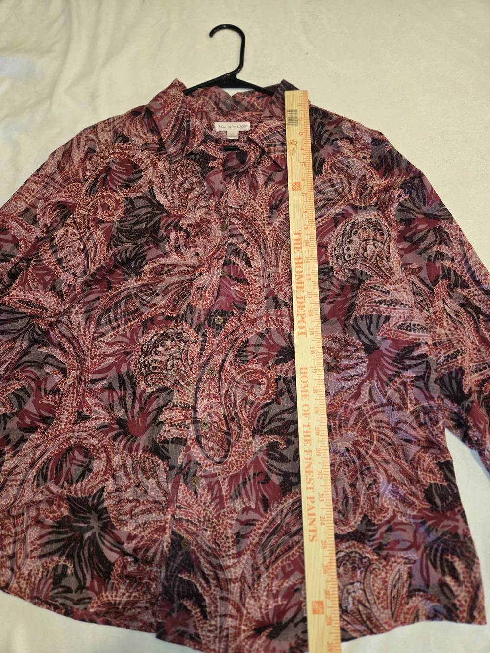 Coldwater Creek Men's Long-Sleeve Paisley Button-Up Shirt - Burgundy